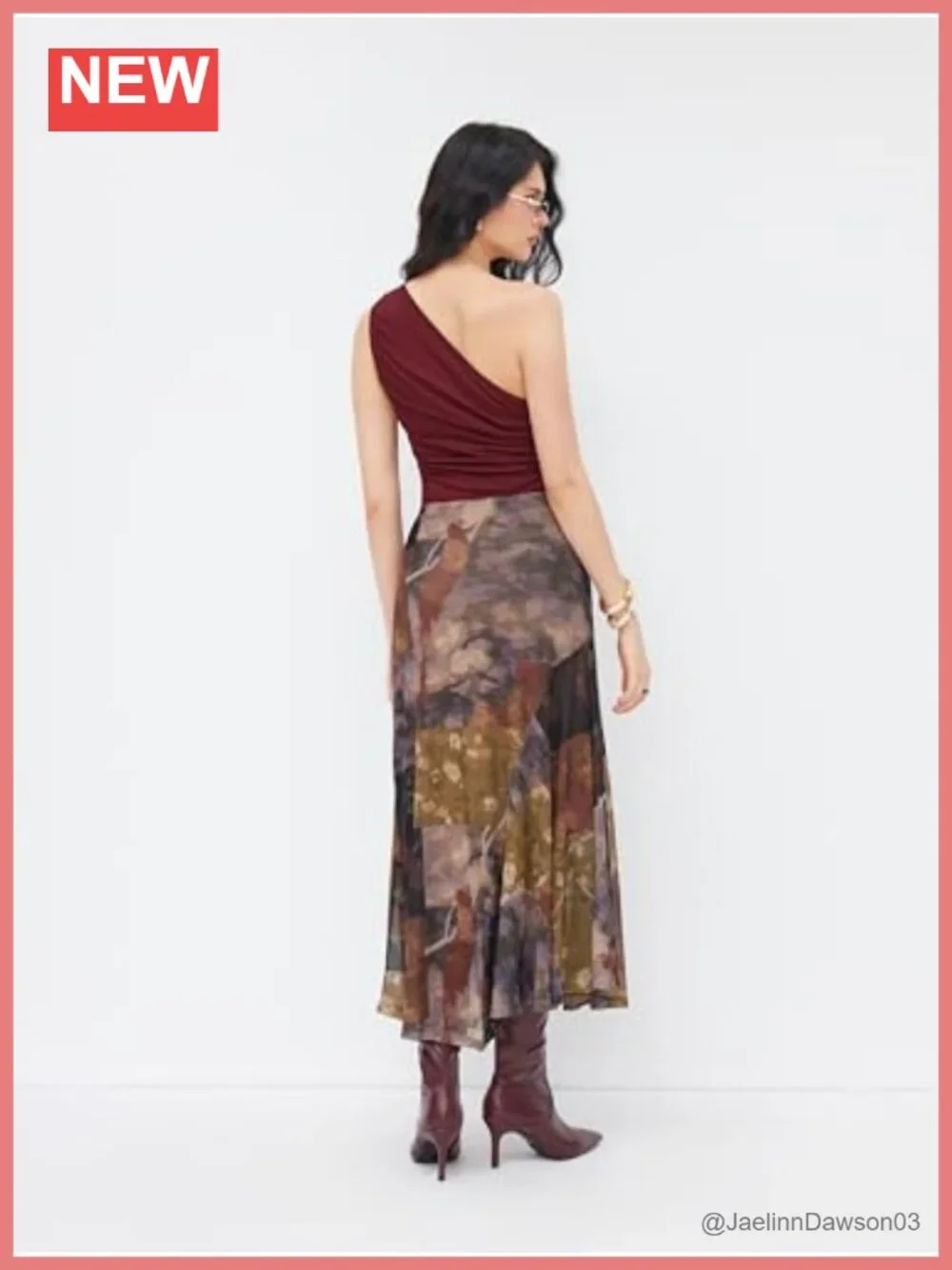 Women's Floral Mesh Maxi Skirt Asymmetrical High Stretch Lined